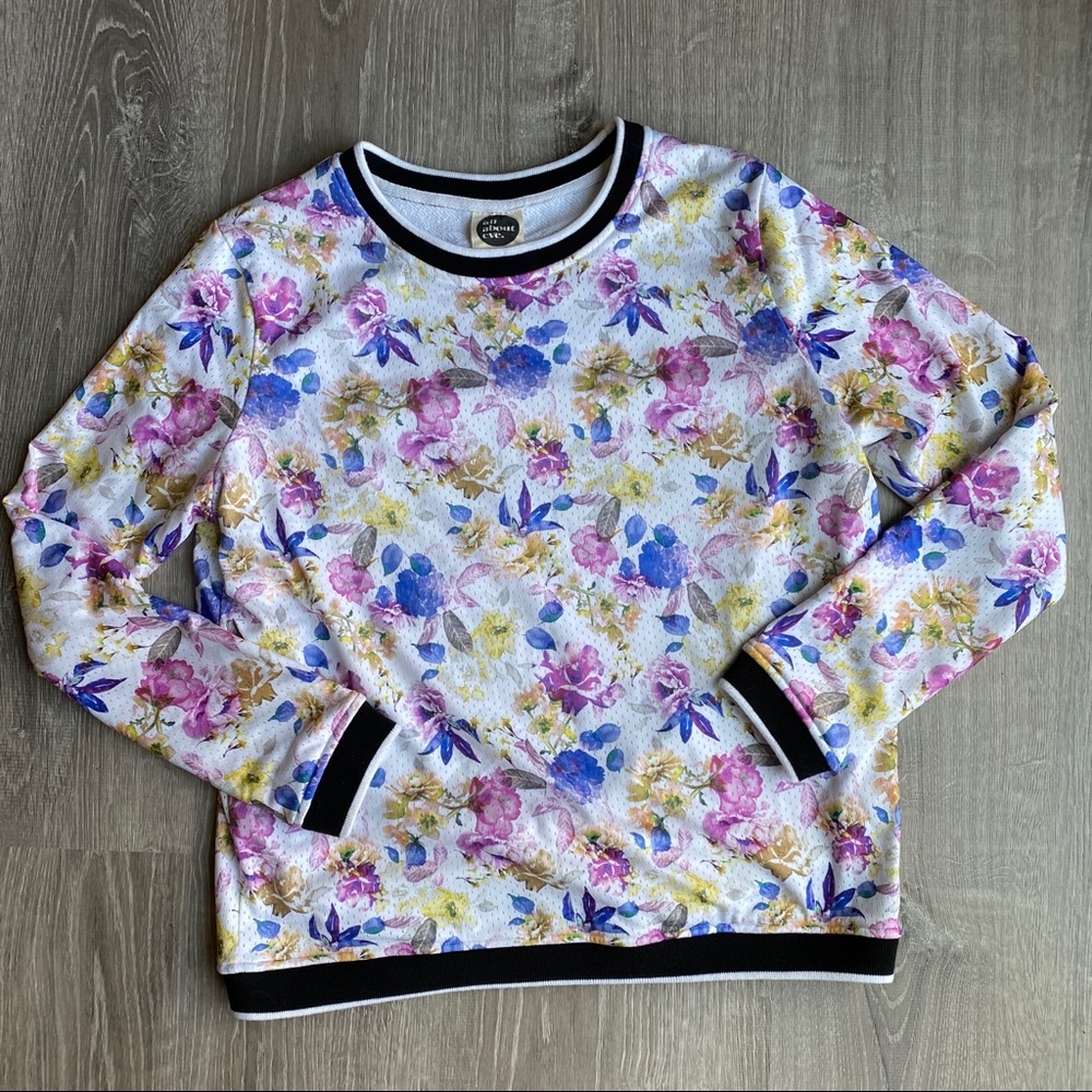 NWOT All About Eve Floral Mesh Pullover Large